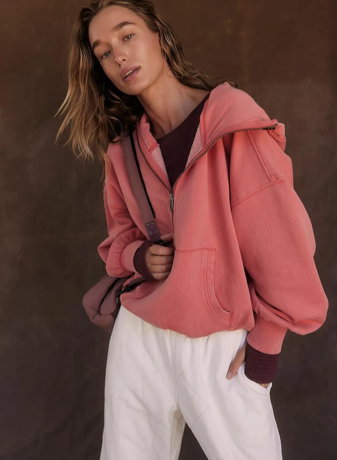 Women's Cropped Hoodies Half Zip Up Fleece Sweatshirts Long Sleeve Kangaroo Pocket Hooded Pullover