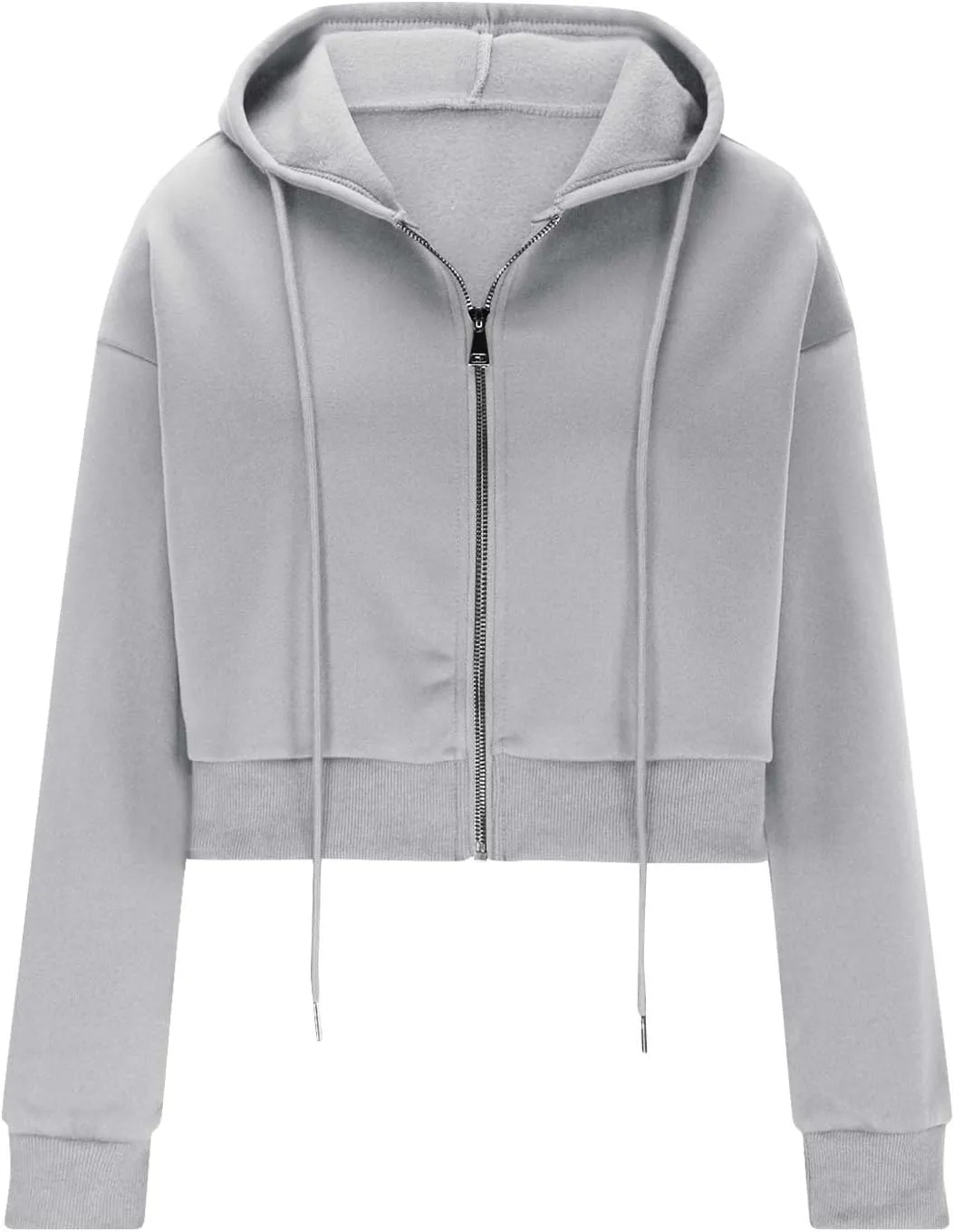 Women's Cropped Hoodies Y2k Fleece Sweatshirt with Drawstring Workout Hooded Sweater Jacket Winter Clothes 2024