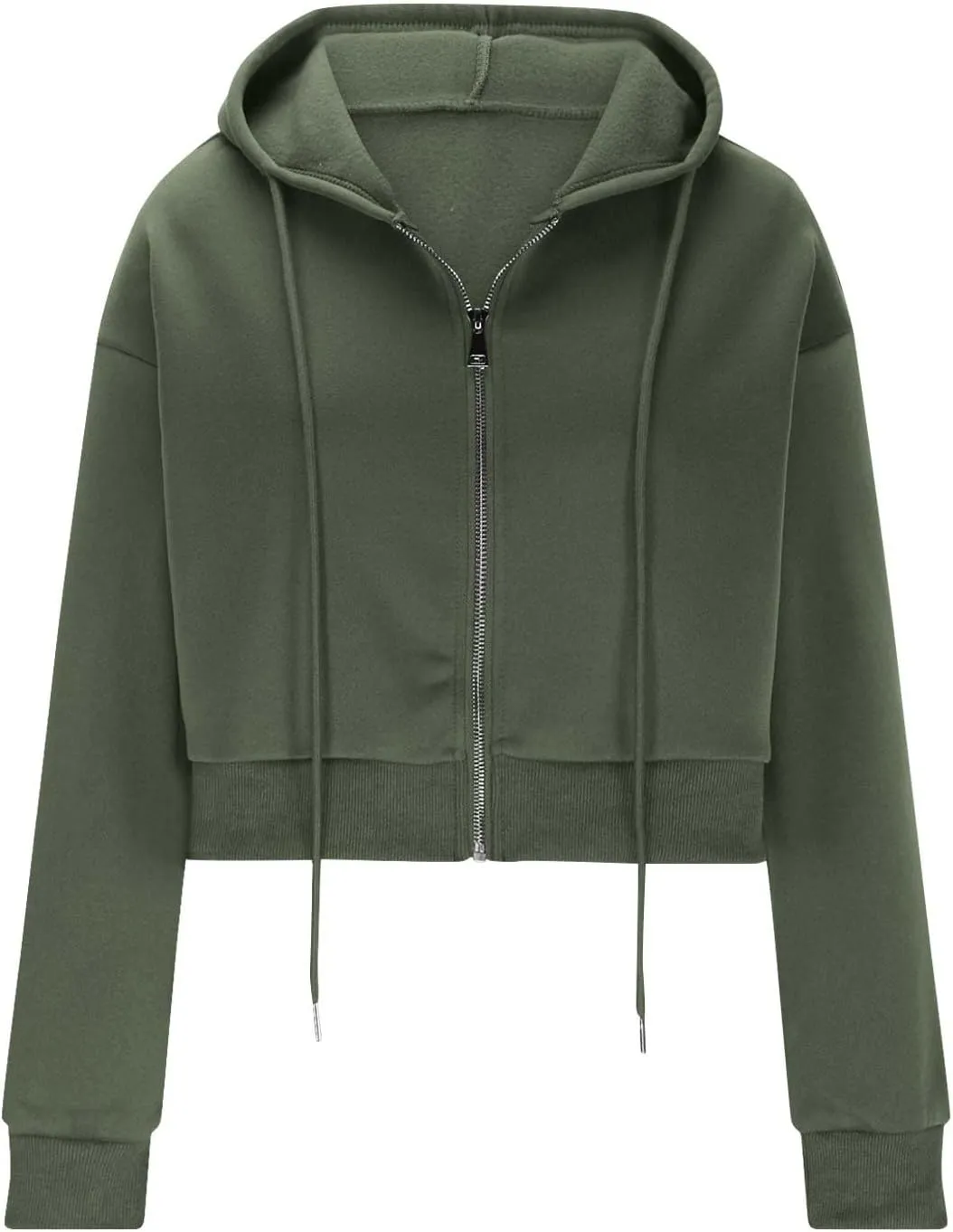 Women's Cropped Hoodies Y2k Fleece Sweatshirt with Drawstring Workout Hooded Sweater Jacket Winter Clothes 2024