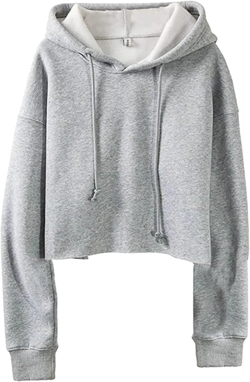 Women's Cropped Sweatshirts Long Sleeve Solid Color Drawstring Crop Top Pullover Fashion Casual Y2K Clothes Hoodies