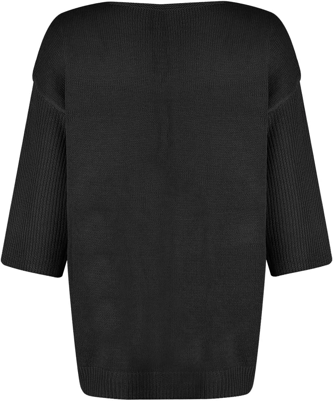 Women's Fall 3/4 Sleeve Sweaters 2024 Casual Crewneck Ribbed Knit Flower Striped Loose Pullover Tops Plus Size