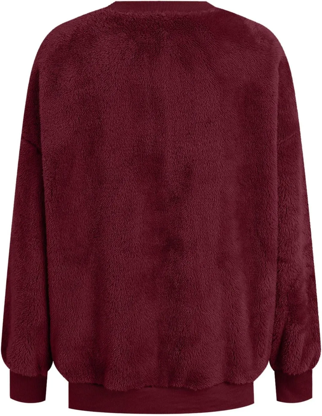 Women's Fleece Long Sleeve Sweatshirts Casual Solid Color Hoodies Drop Shoulders Pullover Loose Fit Y2K Clothes Outfits