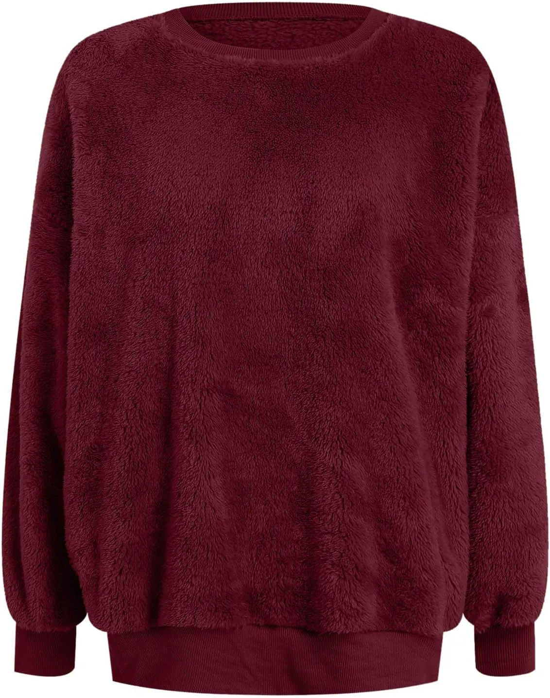 Women's Fleece Long Sleeve Sweatshirts Casual Solid Color Hoodies Drop Shoulders Pullover Loose Fit Y2K Clothes Outfits