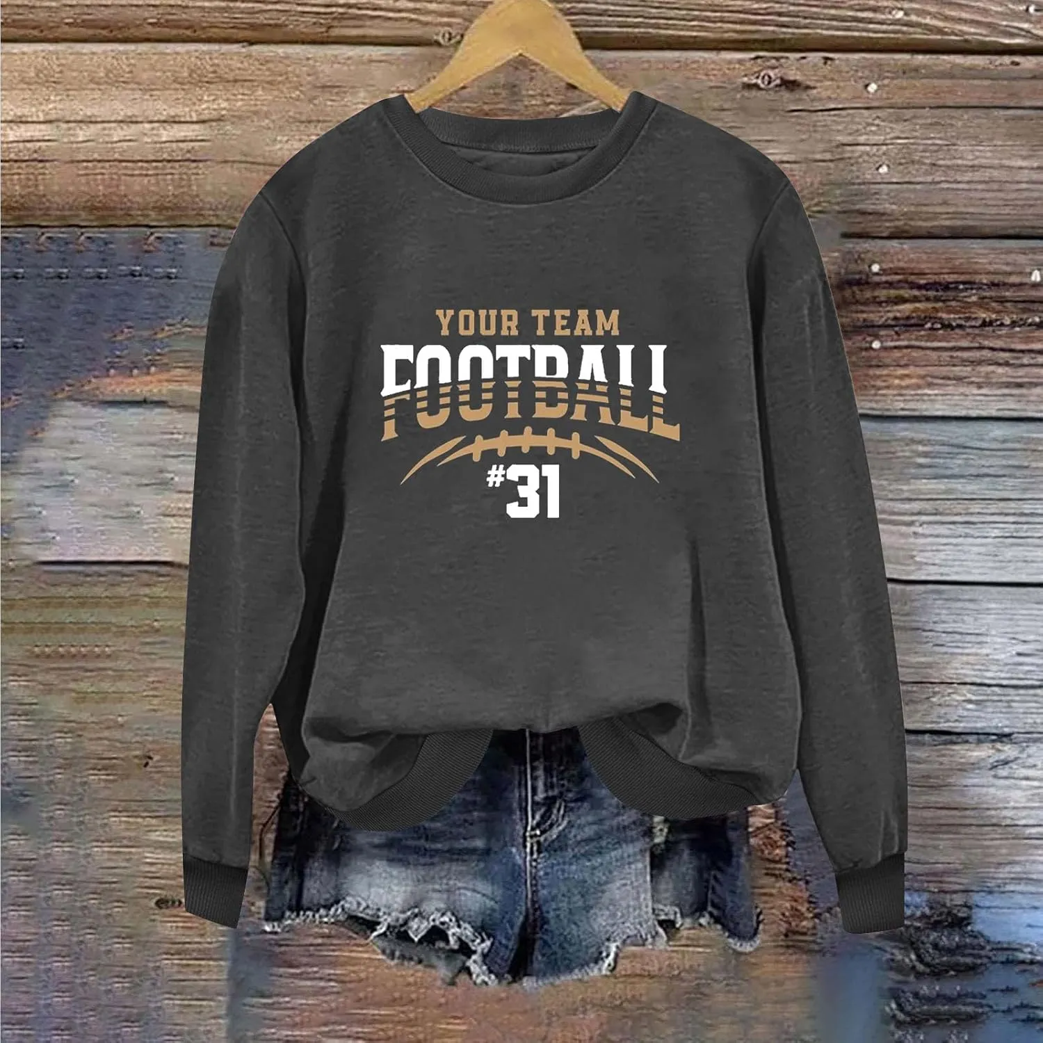 Womens Game Day Sweatshirts Oversized Long Sleeve Football Graphic Pullover Tops Crewneck Fall Comfy Clothes 2024