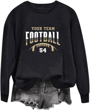 Womens Game Day Sweatshirts Oversized Long Sleeve Football Graphic Pullover Tops Crewneck Fall Comfy Clothes 2024