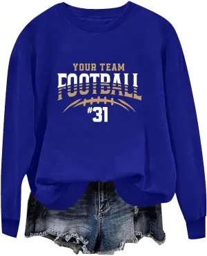 Womens Game Day Sweatshirts Oversized Long Sleeve Football Graphic Pullover Tops Crewneck Fall Comfy Clothes 2024