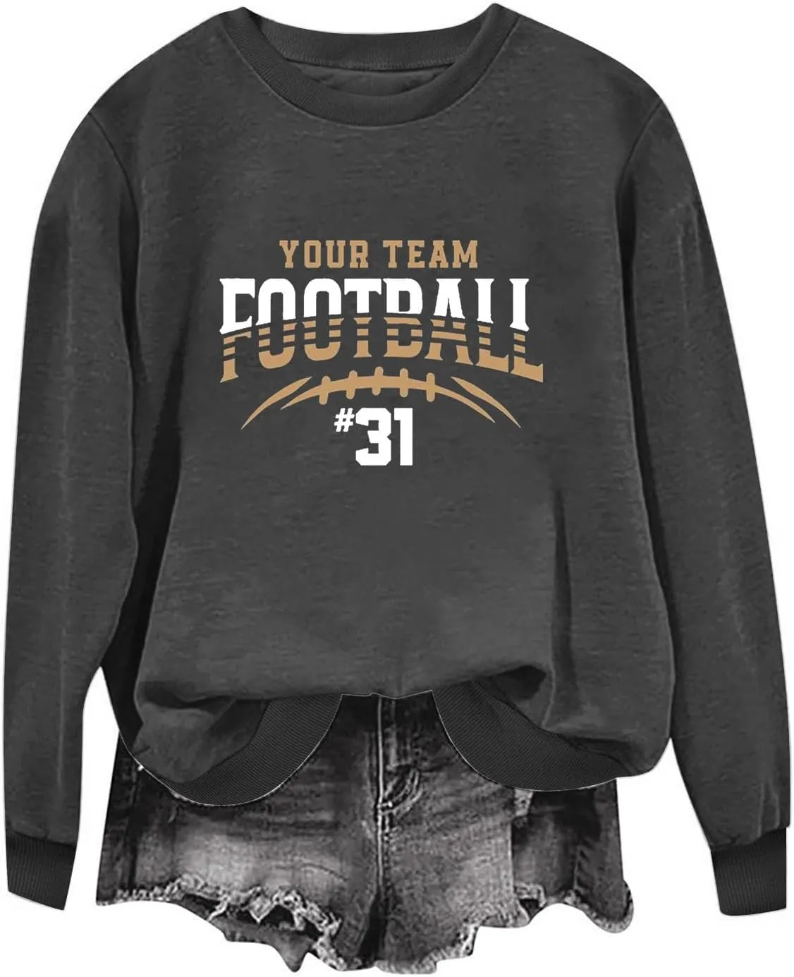 Womens Game Day Sweatshirts Oversized Long Sleeve Football Graphic Pullover Tops Crewneck Fall Comfy Clothes 2024