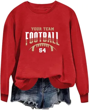 Womens Game Day Sweatshirts Oversized Long Sleeve Football Graphic Pullover Tops Crewneck Fall Comfy Clothes 2024