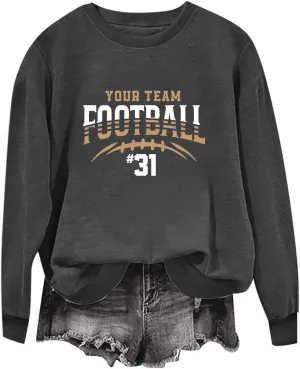 Womens Game Day Sweatshirts Oversized Long Sleeve Football Graphic Pullover Tops Crewneck Fall Comfy Clothes 2024
