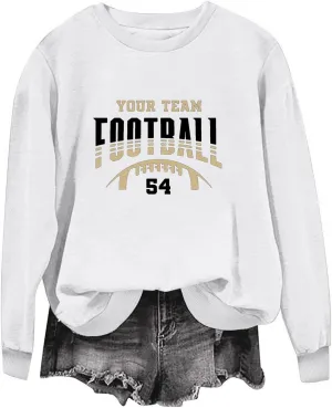Womens Game Day Sweatshirts Oversized Long Sleeve Football Graphic Pullover Tops Crewneck Fall Comfy Clothes 2024