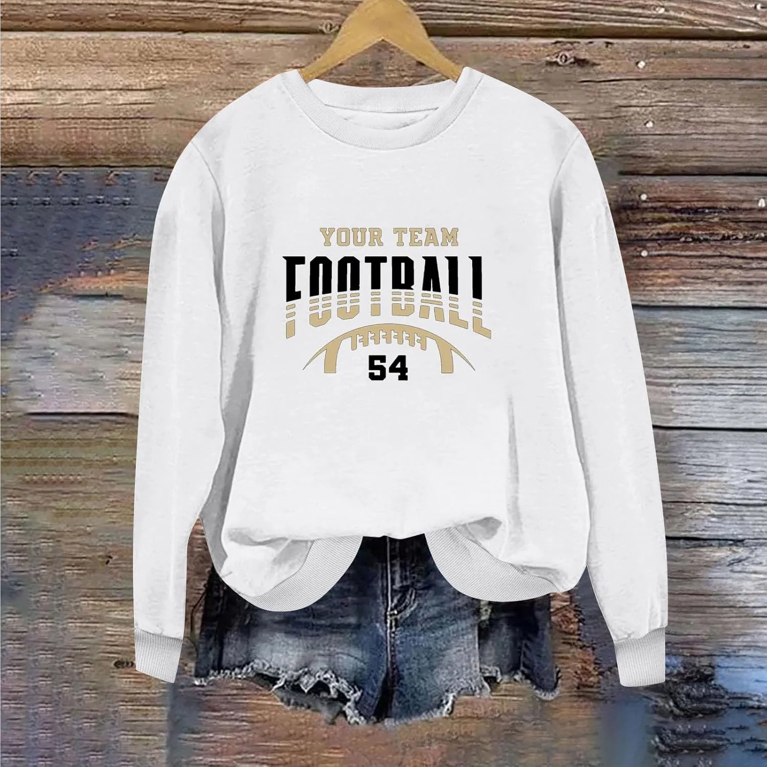 Womens Game Day Sweatshirts Oversized Long Sleeve Football Graphic Pullover Tops Crewneck Fall Comfy Clothes 2024