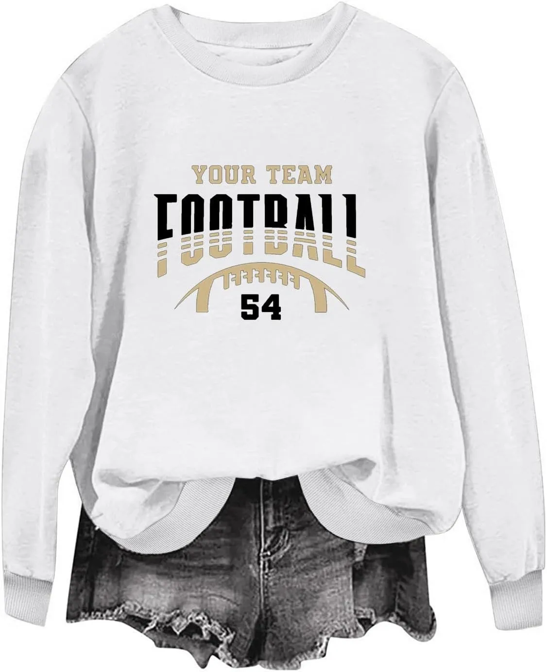 Womens Game Day Sweatshirts Oversized Long Sleeve Football Graphic Pullover Tops Crewneck Fall Comfy Clothes 2024