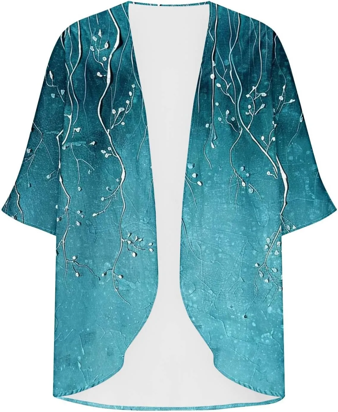 Womens Leopard Chiffon Kimono Cardigans 3/4 Sleeve Loose Beach Cover Up Lightweight Sun Protection Clothes Rash Guard