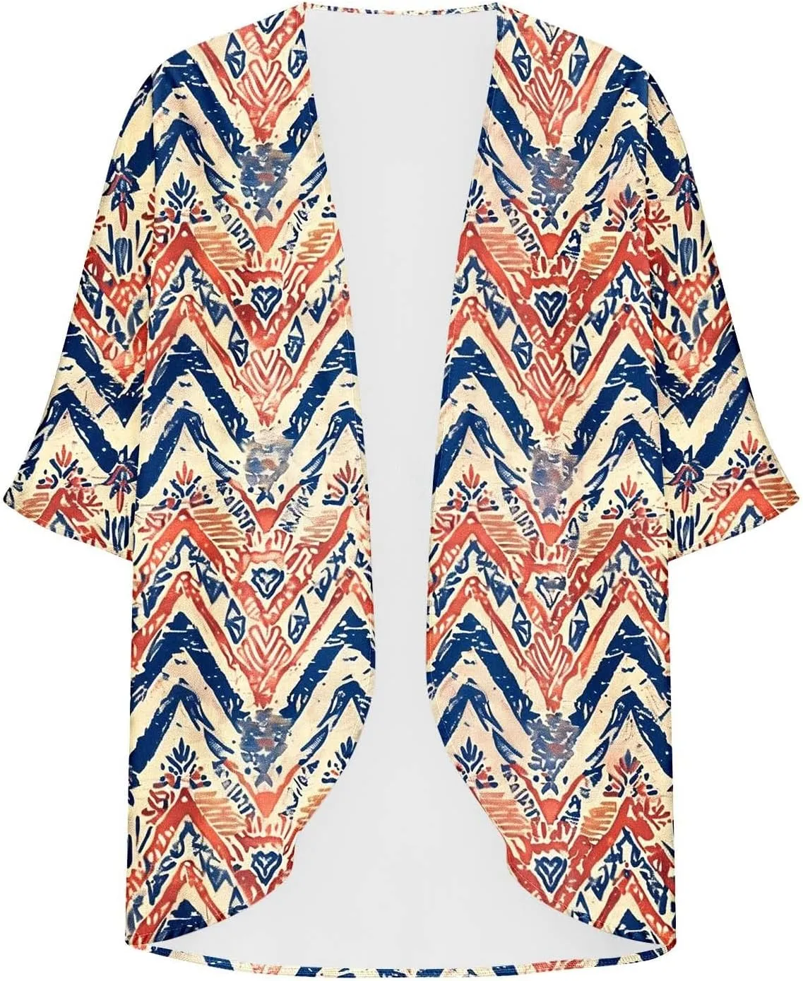 Womens Leopard Chiffon Kimono Cardigans 3/4 Sleeve Loose Beach Cover Up Lightweight Sun Protection Clothes Rash Guard