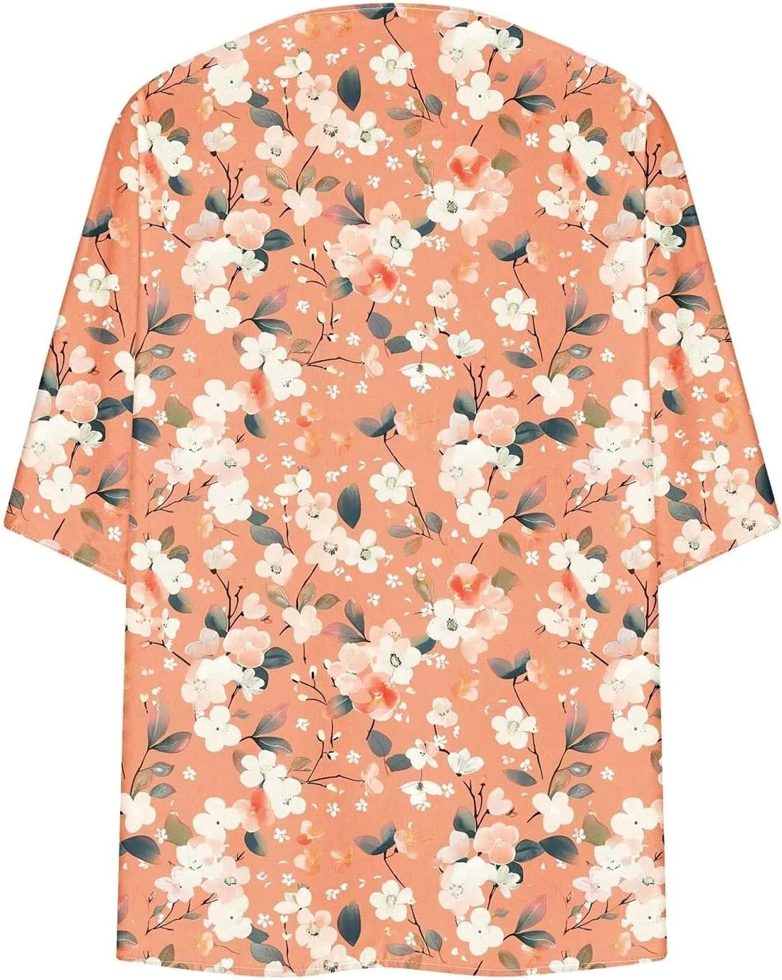 Womens Leopard Chiffon Kimono Cardigans 3/4 Sleeve Loose Beach Cover Up Lightweight Sun Protection Clothes Rash Guard