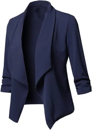 Womens Long Sleeve Crop Cardigan Blazer Lightweight Work Business Trendy Dressy Jackets Open Front Casual Suit Coats