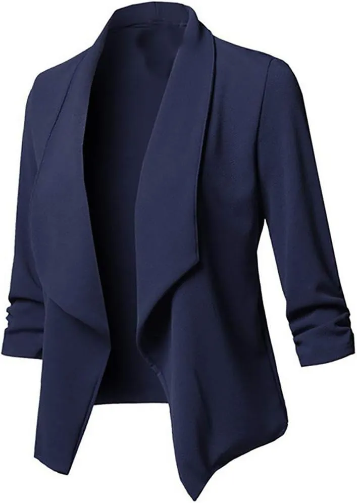 Womens Long Sleeve Crop Cardigan Blazer Lightweight Work Business Trendy Dressy Jackets Open Front Casual Suit Coats
