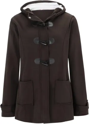 Womens Oversized Hooded Cardigan Coat Winter Warm Trendy Horn Button Jackets Lightweight Cozy Zip Up Casual Overcoats