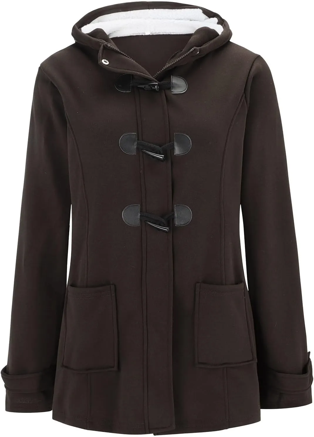 Womens Oversized Hooded Cardigan Coat Winter Warm Trendy Horn Button Jackets Lightweight Cozy Zip Up Casual Overcoats