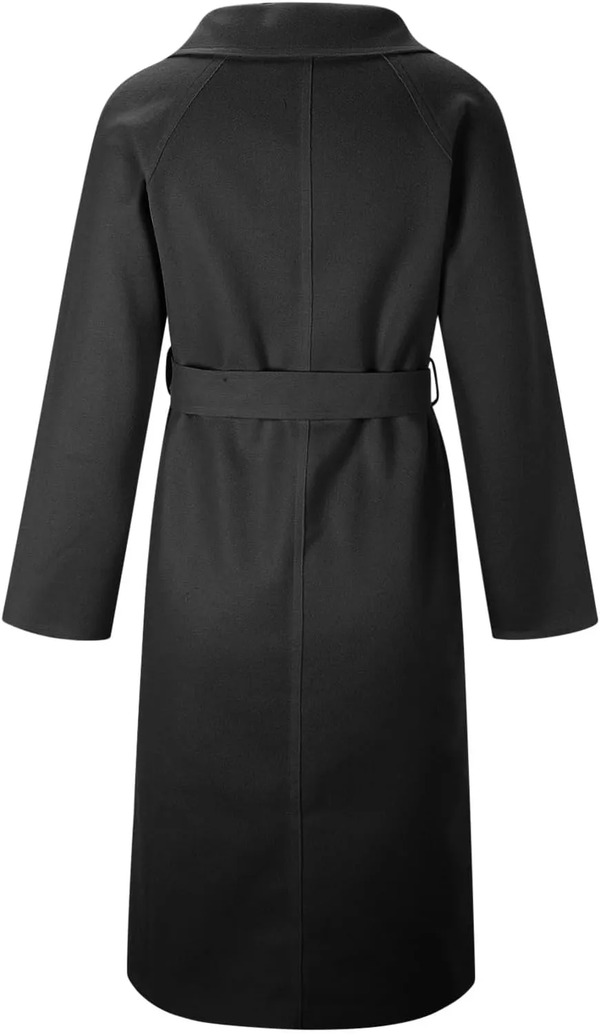 Womens Oversized Long Trench Coat Double Breasted Notch Lapel Wool Blend Coats Windproof Jackets Overcoat with Belt