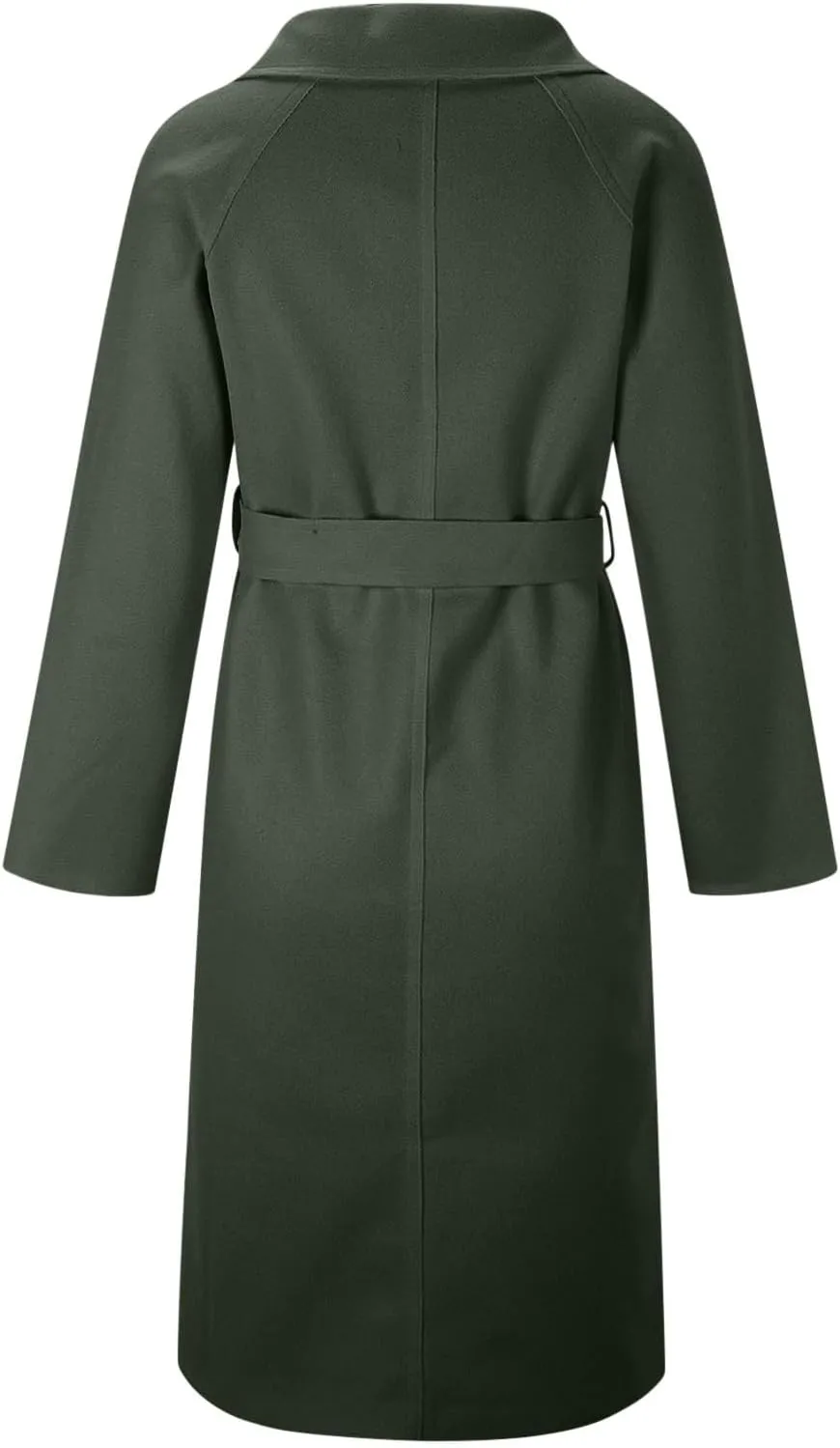 Womens Oversized Long Trench Coat Double Breasted Notch Lapel Wool Blend Coats Windproof Jackets Overcoat with Belt