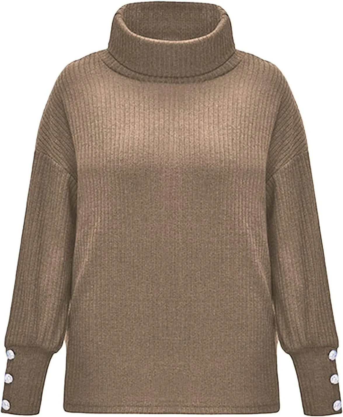 Womens Oversized Turtleneck Sweaters 2024 Fall Long Sleeve Ribbed Cable Knit Tunic Sweater Pullover Jumpers Tops