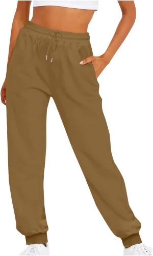 Women's Plus Size Sweatpants with Pockets Baggy Drawstring Elastic Lounge Pants Comfy Active Workout Jogging Pants