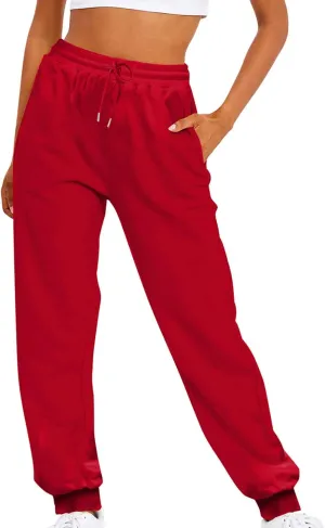 Women's Plus Size Sweatpants with Pockets Baggy Drawstring Elastic Lounge Pants Comfy Active Workout Jogging Pants