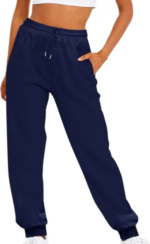 Women's Plus Size Sweatpants with Pockets Baggy Drawstring Elastic Lounge Pants Comfy Active Workout Jogging Pants