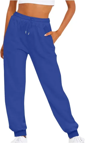 Women's Plus Size Sweatpants with Pockets Baggy Drawstring Elastic Lounge Pants Comfy Active Workout Jogging Pants