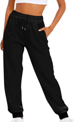 Women's Plus Size Sweatpants with Pockets Baggy Drawstring Elastic Lounge Pants Comfy Active Workout Jogging Pants