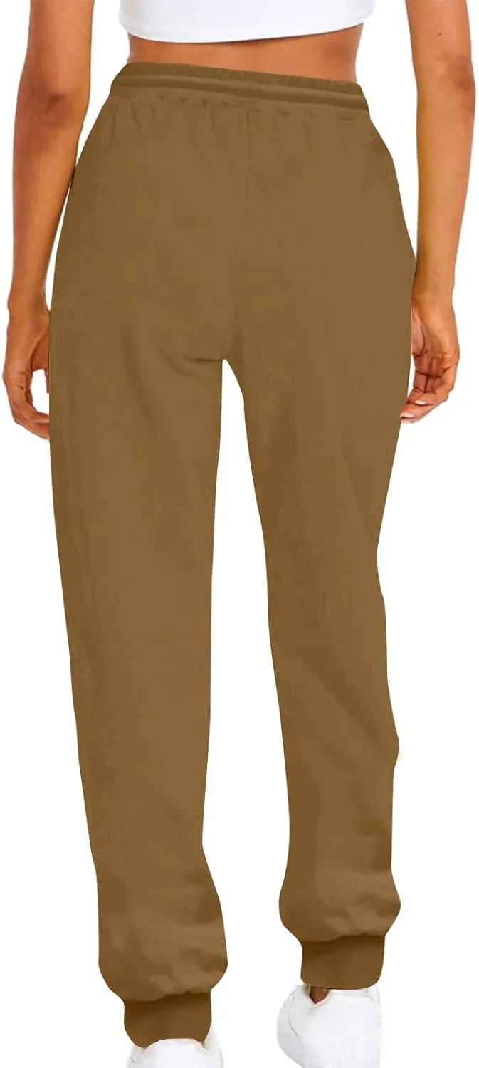 Women's Plus Size Sweatpants with Pockets Baggy Drawstring Elastic Lounge Pants Comfy Active Workout Jogging Pants