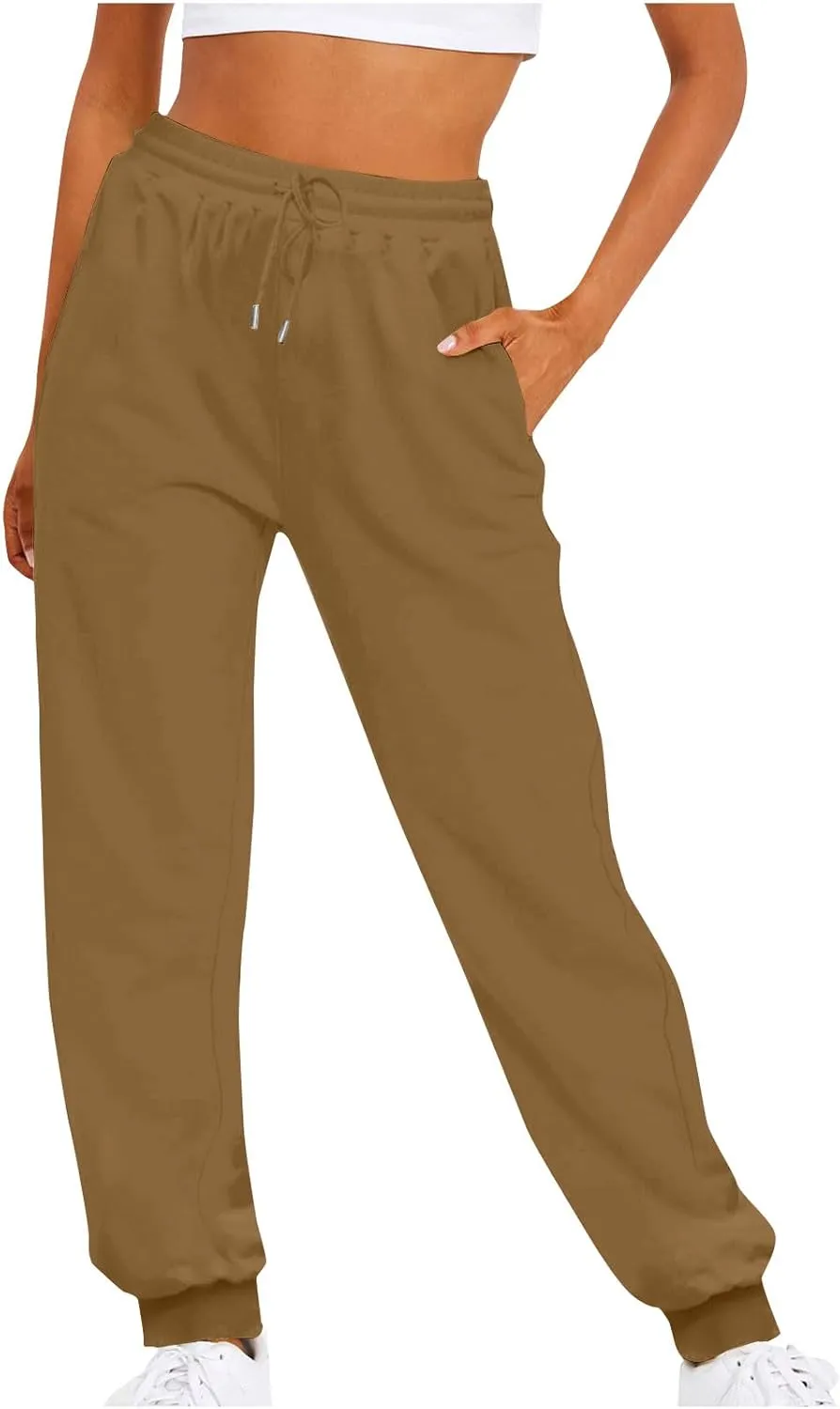 Women's Plus Size Sweatpants with Pockets Baggy Drawstring Elastic Lounge Pants Comfy Active Workout Jogging Pants