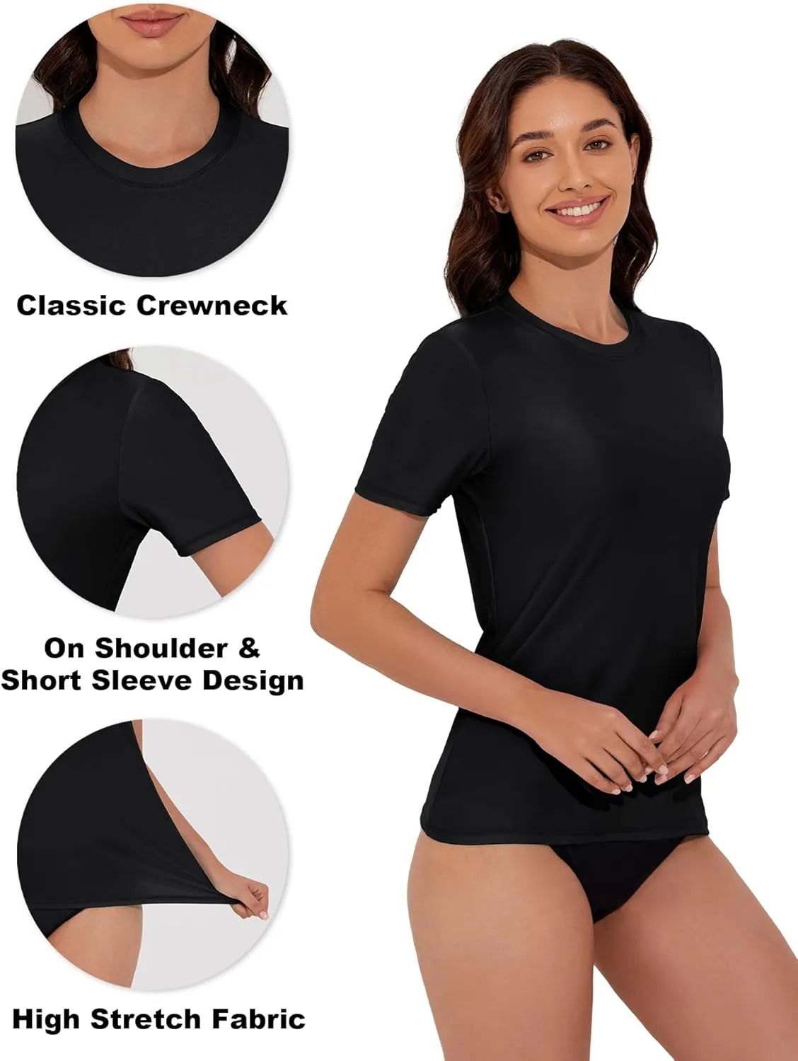 Women's Rash Guard UPF 50  Short Sleeve Swim Shirts Quick Dry Swimsuit Top UV Sun Protection Bathing Suit Top