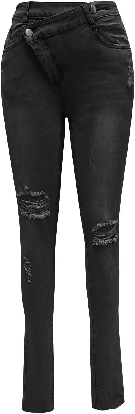 Women's Ripped Skinny Jeans High Waisted Stretchy Denim Pants Slim Fit Destroyed Distressed Jean Pants for Women