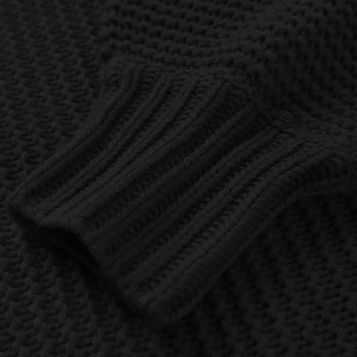 Women's Solid Knit Cable Sweater 2024 Fashion Casual Long Lantern Sleeve Pullover Crew Neck Knitted Jumper Tops