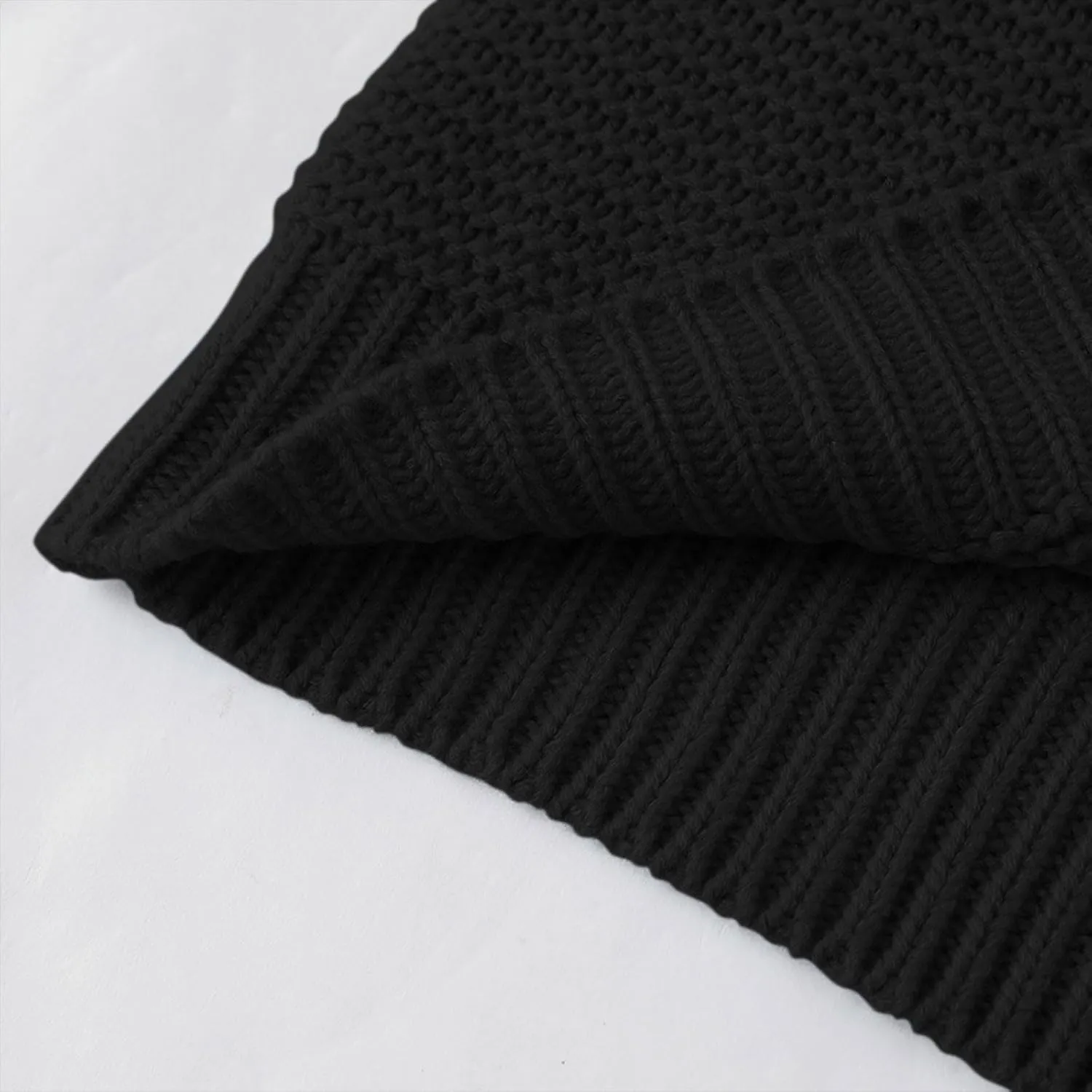 Women's Solid Knit Cable Sweater 2024 Fashion Casual Long Lantern Sleeve Pullover Crew Neck Knitted Jumper Tops
