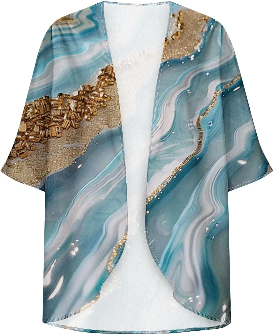Womens Summer Tops Chiffon Kimono Cardigans Open Front Casual Blouses Lightweight Loose Fit Beach Bolero Jackets