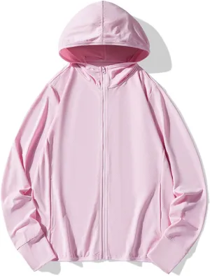 Women's Sun Protection Hoodie Jacket Long Sleeve Solid Color Plus Size Athletic Shirt for Vacation Hiking Outdoor