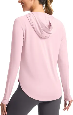 Women's Sun Protection Hoodie UPF 50  Fishing Hiking Shirt Long Sleeve SPF Shirts Lightweight Cooling Rash Guard Tees