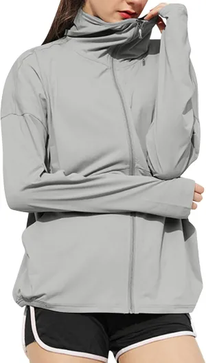 Women's Sun Protection Shirts Athletic Workout Scrub Jacket Track Full Zip Up Sportswear Hiking Outdoor Jacket Shirt