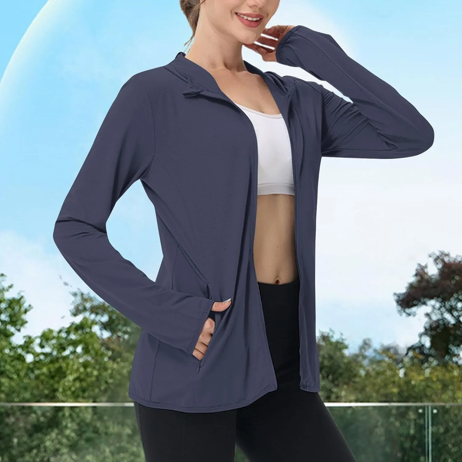 Women's Sun Shirts UPF 50  Lightweight Athletic Jacket UV Cooling Hoodie Quick Dry Long Sleeve Outdoor Hiking Shirts