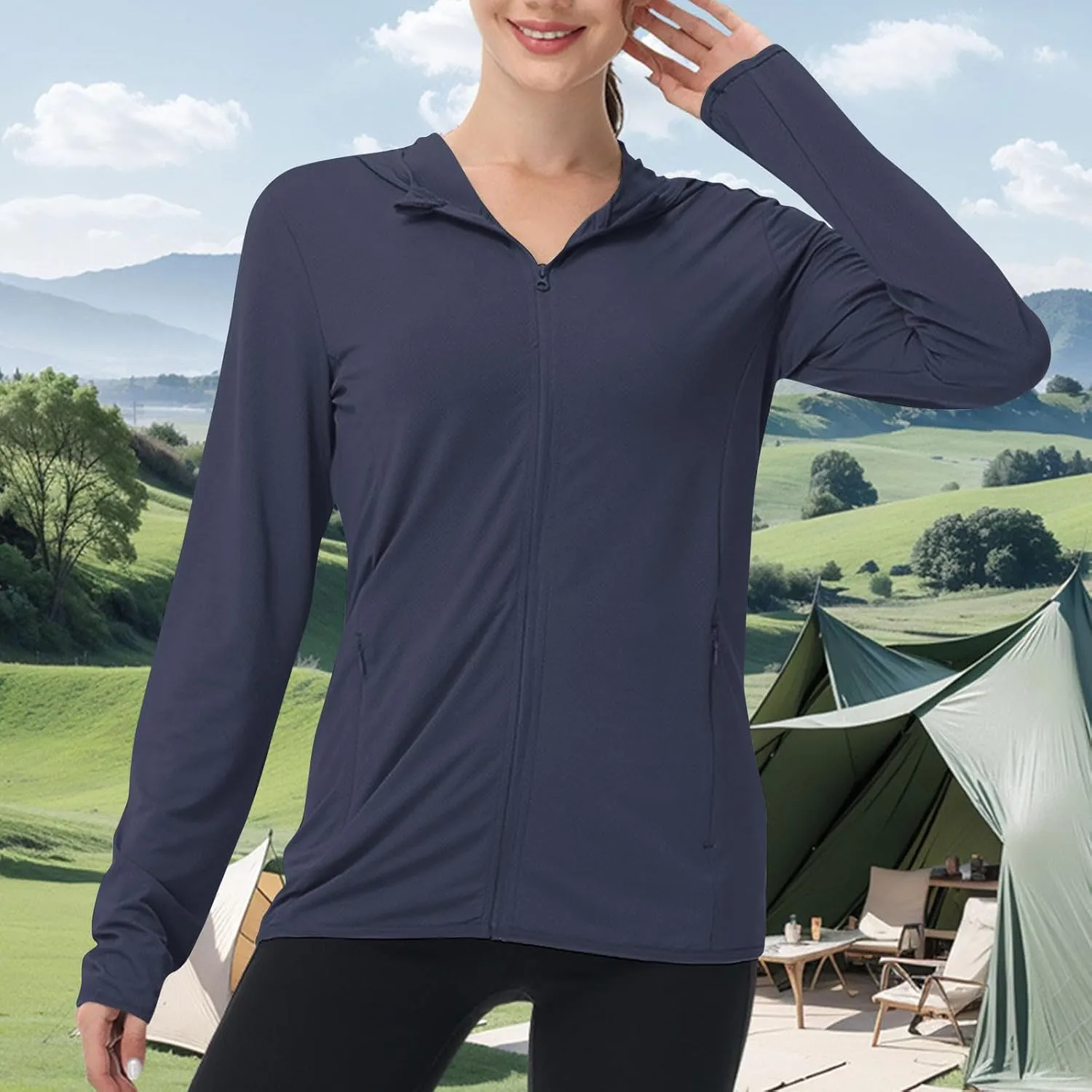 Women's Sun Shirts UPF 50  Lightweight Athletic Jacket UV Cooling Hoodie Quick Dry Long Sleeve Outdoor Hiking Shirts