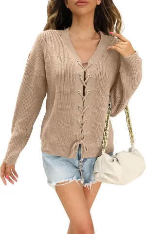Womens Sweaters Trendy Hollow Out Long Sleeve Pullover Tops Casual Loose Crewneck Knit Solid Jumper Tops Plus Size