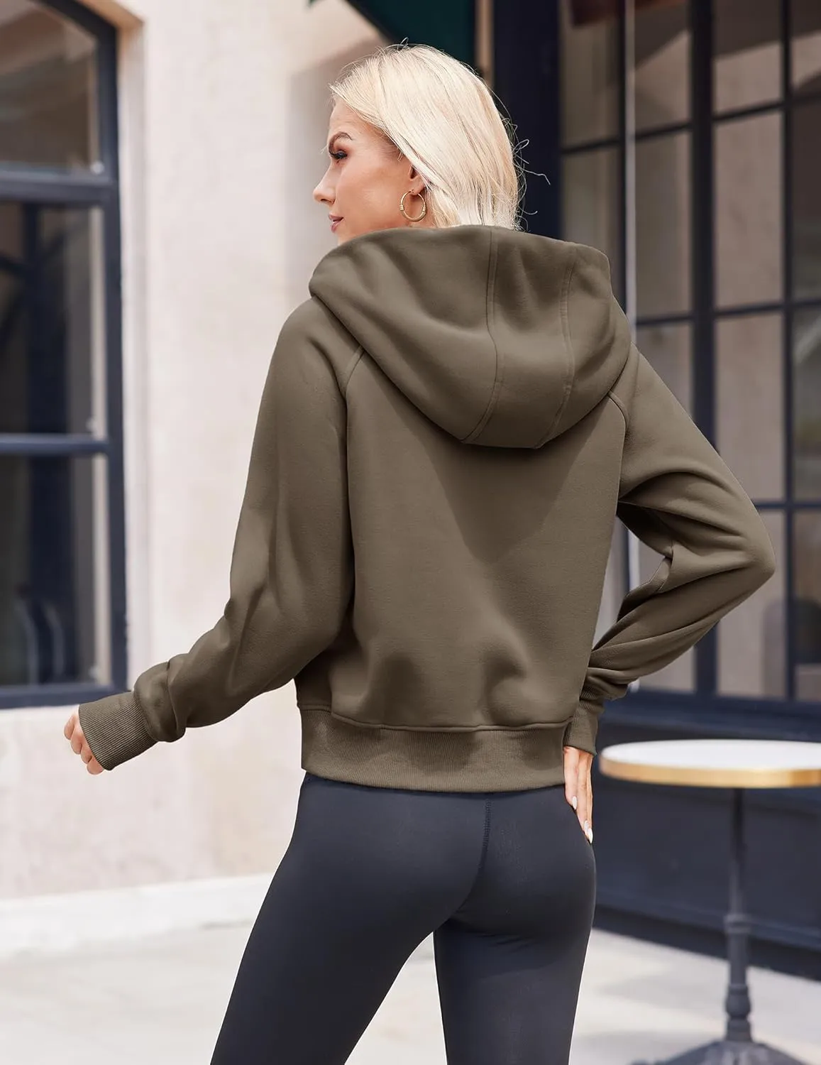 Womens Sweatshirts Half Zip Cropped Hoodies Fleece Pullover Quarter Zip Up Fall Outfits Clothes Spring