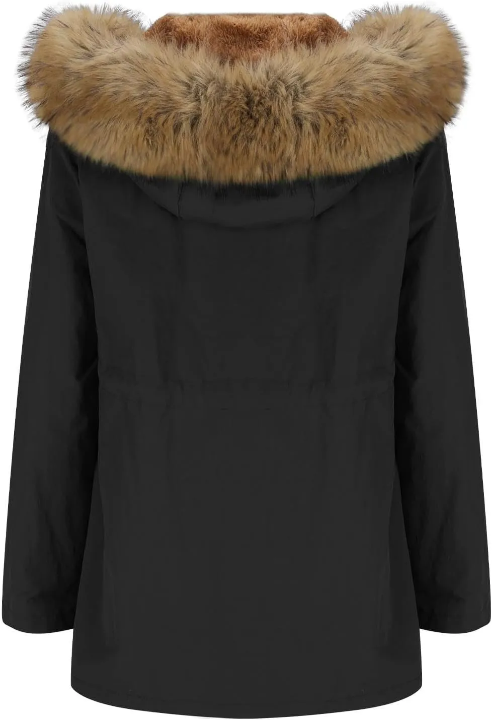 Women's Thicken Sherpa Winter Coat Puffy Warm Snow Jacket With Removable Hood Faux Fur Solid Color Short Coat Parka