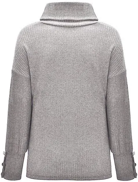 Womens Turtleneck Sweater Oversized Chunky Sweater Cowl Neck Cute Cable Knit Sweater Winter Comfy Pullover Jumper Top