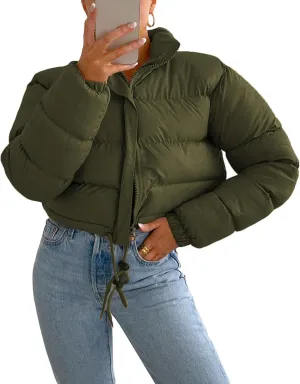 Womens Warm Winter Coat Down Short Puffer Jacket Light Weight Windproof Jackets Packable Ultra with Pockets
