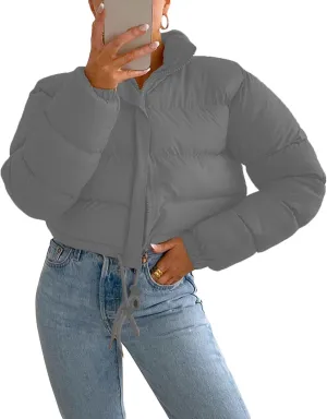 Womens Warm Winter Coat Down Short Puffer Jacket Light Weight Windproof Jackets Packable Ultra with Pockets