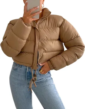 Womens Warm Winter Coat Down Short Puffer Jacket Light Weight Windproof Jackets Packable Ultra with Pockets
